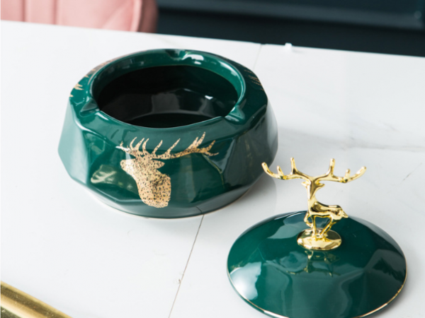 Gold Elk Ceramic Ash tray